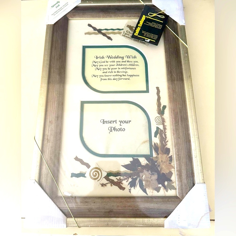 NEW NIB Handmade Naturally Irish Blessing Symbols Wedding Frame Wedding Gift HTF